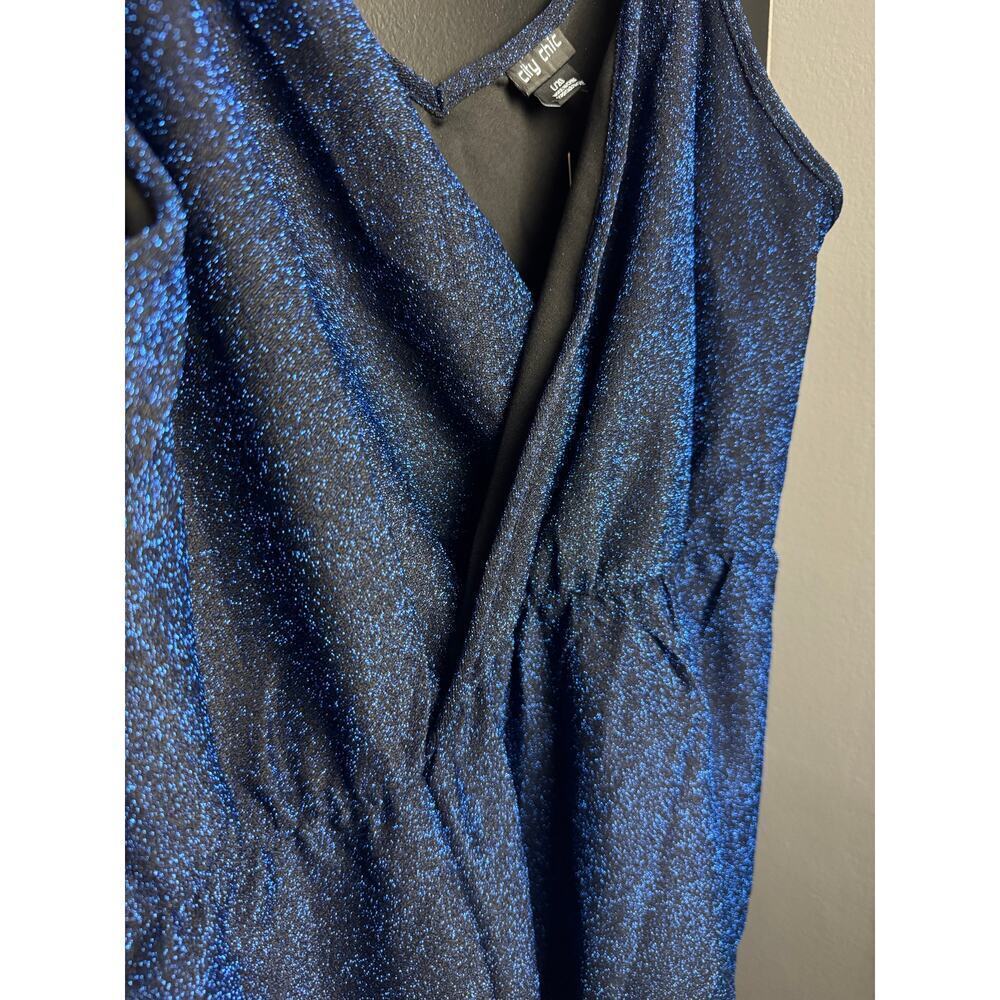 City Chic Electric Blue Asymmetrical Blouse High Stretch - Large/20 (Plus) NWT - Picture 8 of 14